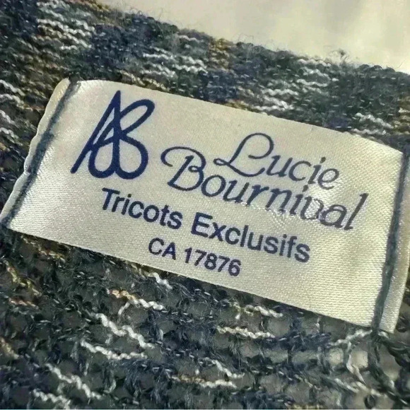 Lucie Bournival Tricots Lightweight Cocoon Knit Cardigan Attached Scarf One Size - Picture 8 of 9